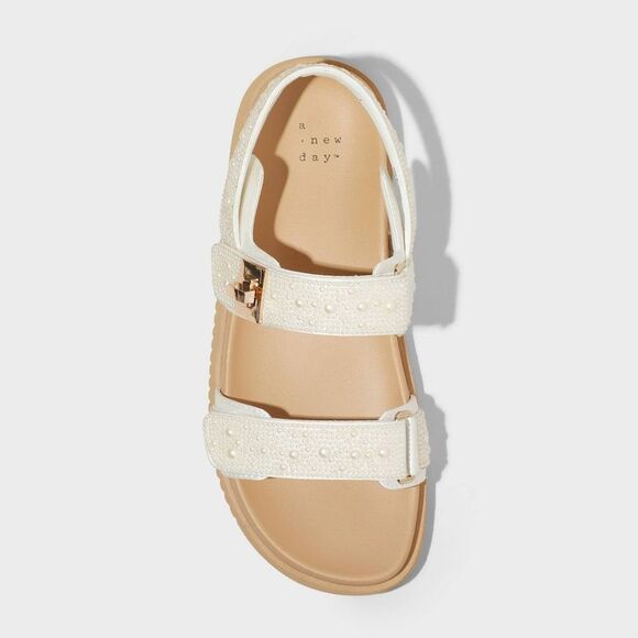 A New Day - Women's Jonie Footbed Sandals - A New Day Ivory 8 Ivory - Picture 3 of 4